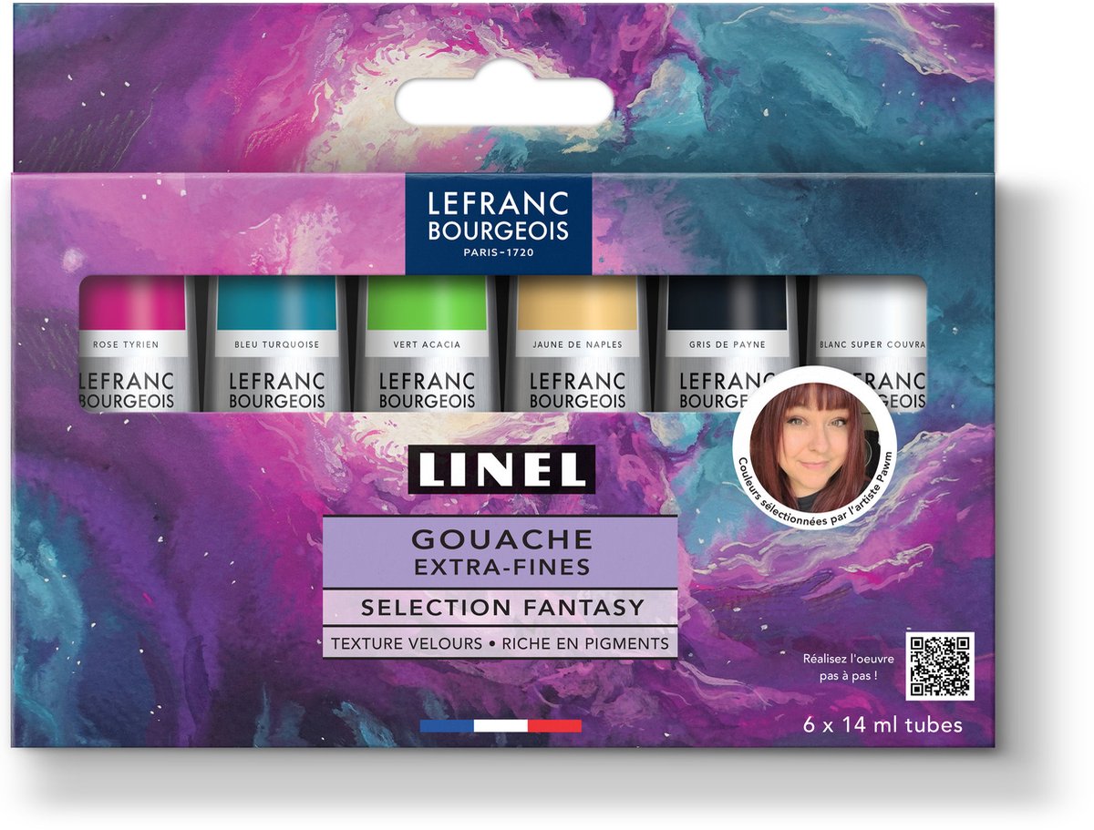 Lefranc bourgeois 302055 linel extra-fine gouache set „fantasy“ 6×14 ml | professionele gouache verf