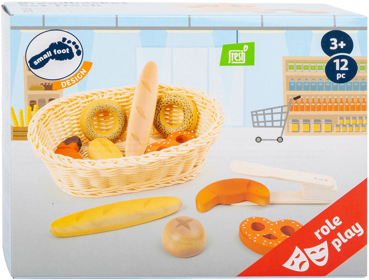 Cesta de pan de plástico de pie pequeño con pan de pan, 12dlg.