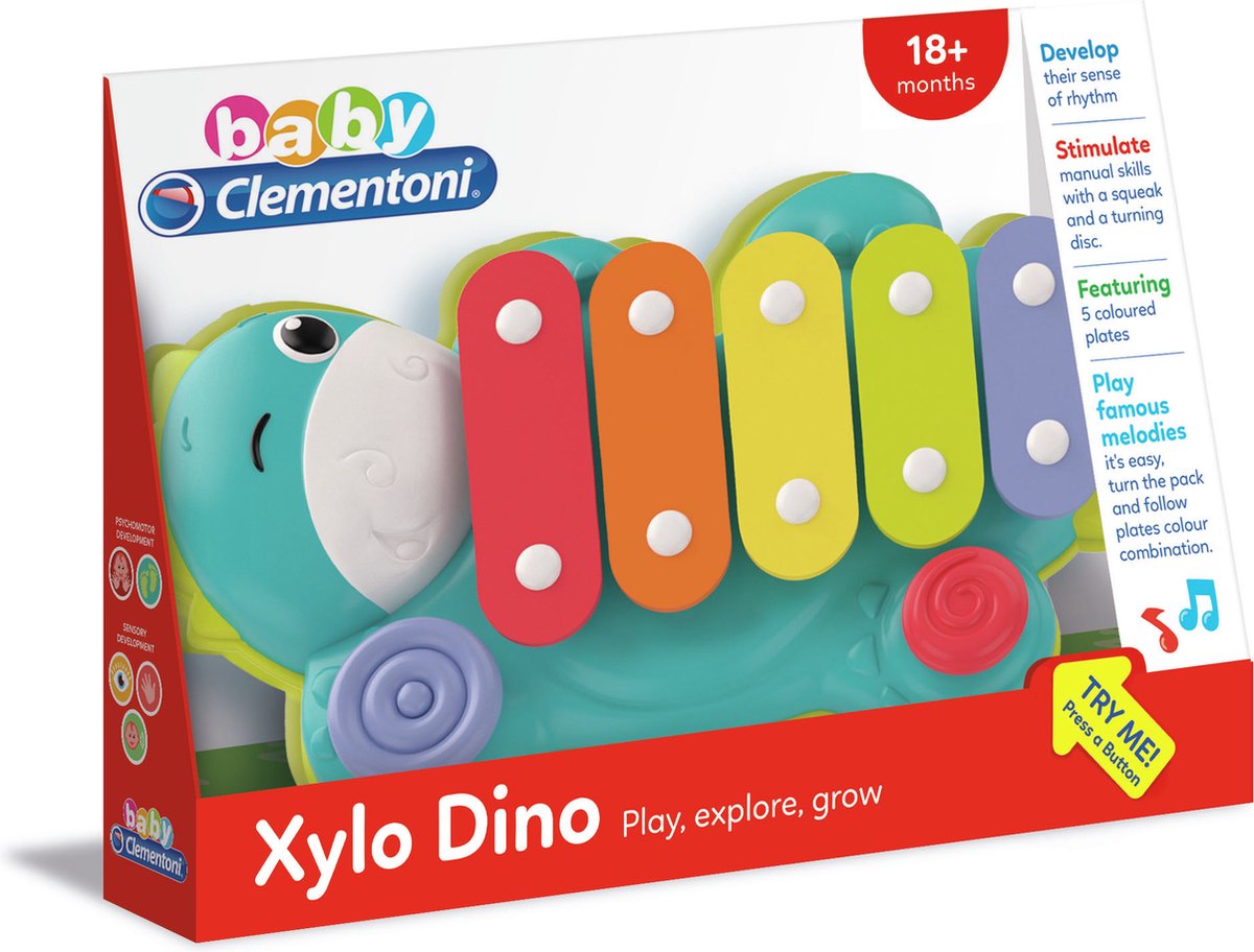 Clementoni bebe - xylo dino, instrumento de juguete