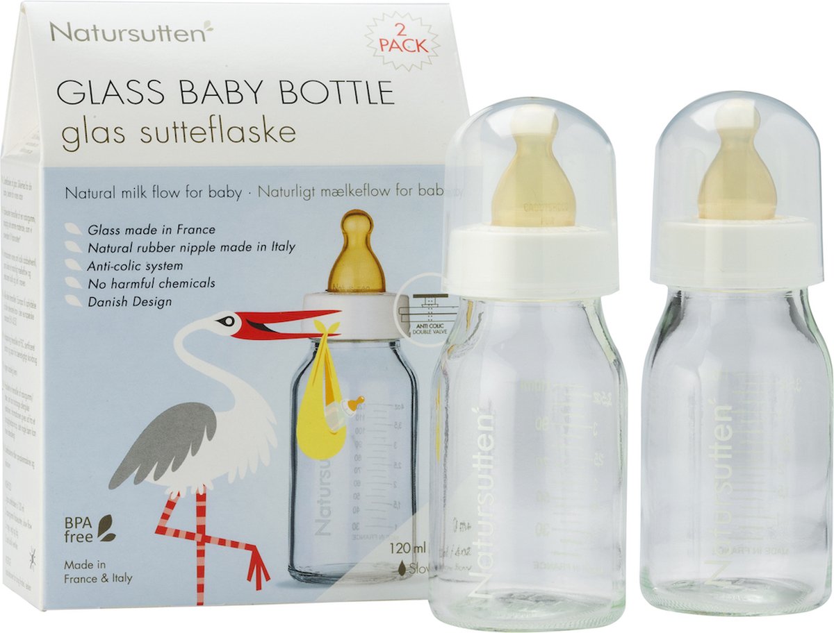Natursutten - glazen drinkflessen - 110 ml - 2 stuks