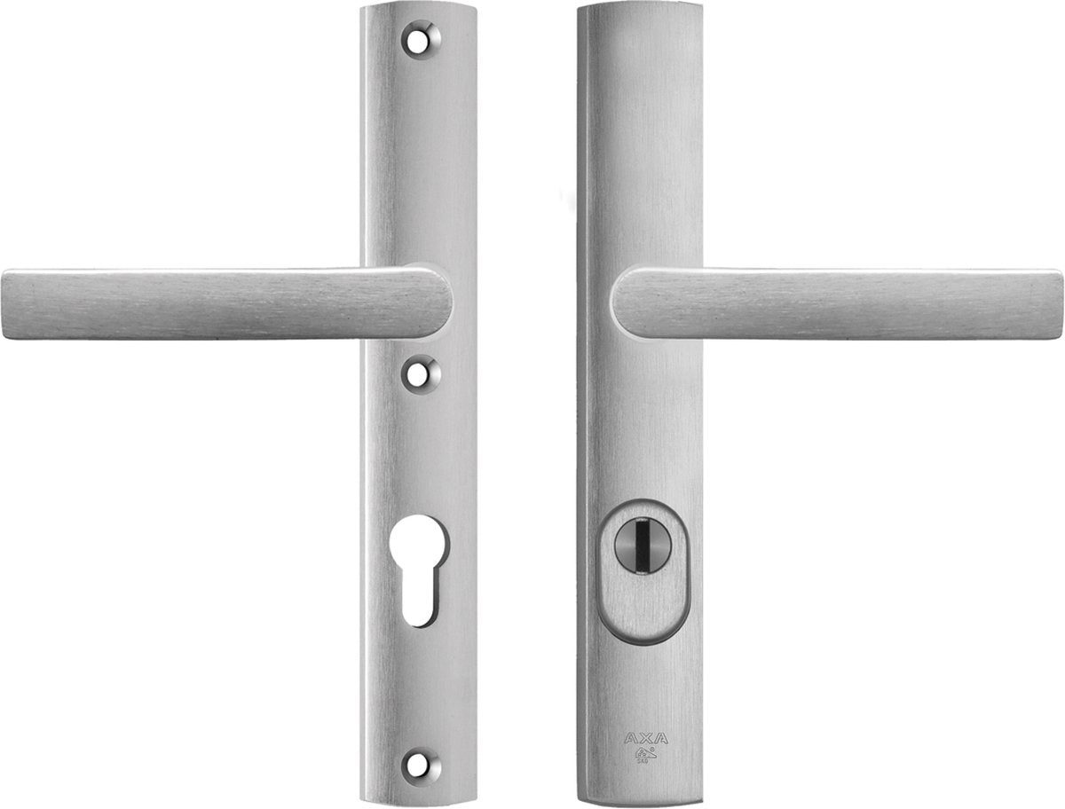 Herraje de seguridad Axa (curve plus) de suelo estrecho de aluminio: mango-mango (modelo bloque) pc72 con protección contra tracción del núcleo skg***