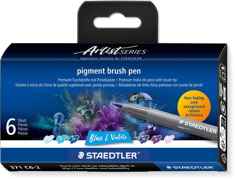 Staedtler - serie artista - set di pennarelli per pigmenti 6 colori blu viola