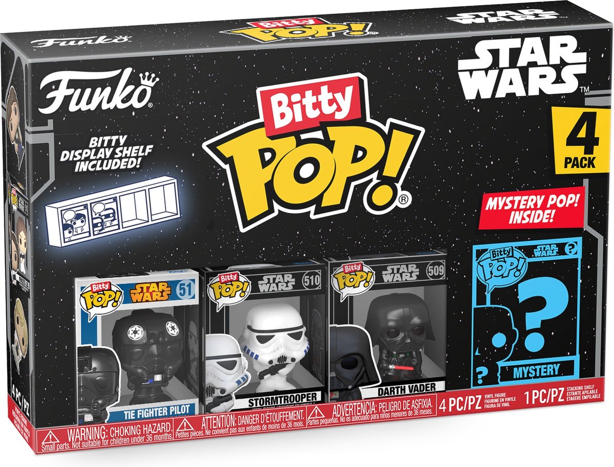 Funko star wars - bitty pop! 4-pack darth vader 2,5 cm verzamelfiguur - multicolours