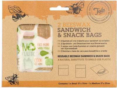 Tala - bolsas de bocadillos para sándwich - juego de 2 - cero desperdicio - reutilizable - cera de abejas