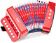 Fisarmonica giocattolo Woet ® per bambini - strumento giocattolo - rosso - incluso libretto di musica con 8 canzoni - da 3 anni