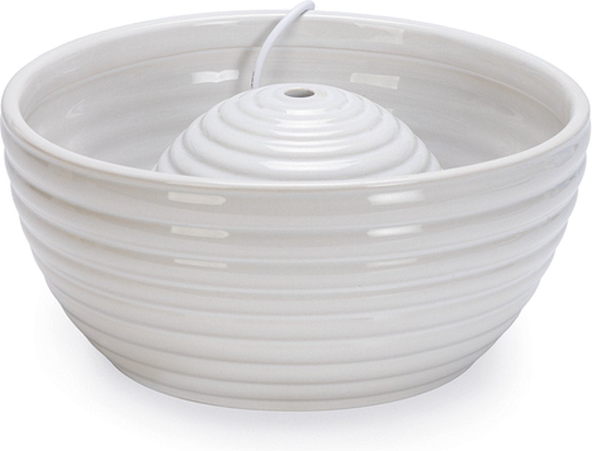 Beeztees jaap - fontanella per gatti - ceramica - bianco - 21x21x9 cm - 1,5 litri