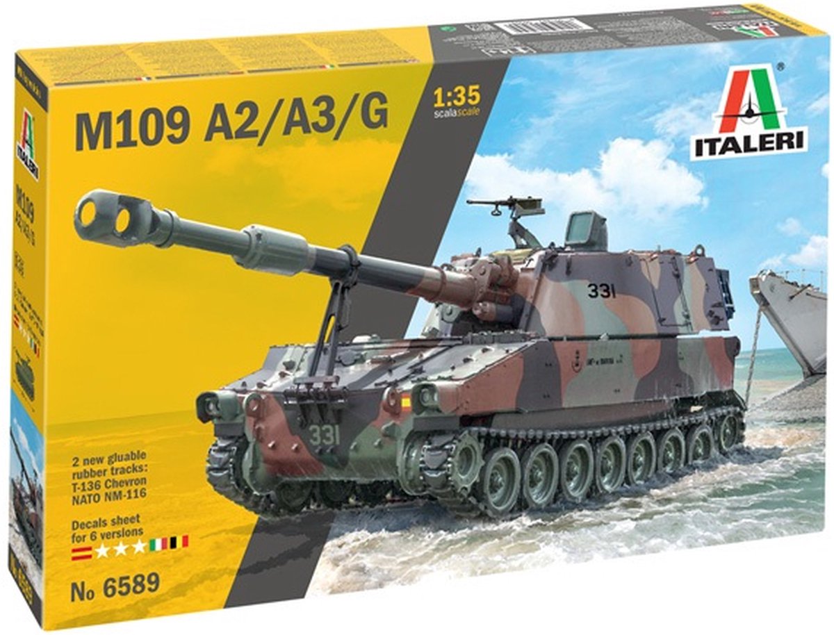 Italeri model kit veicoli militari - 6589 m109 a2 a3 g serbatoio in plastica - 1:35 - modellismo