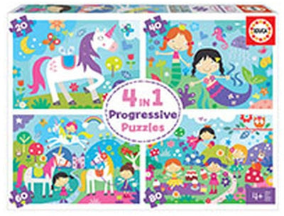 Educa puzzle set amigos de fantasía - Puzzles infantiles de cartón 4 en 1.