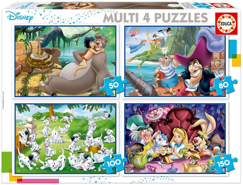 Puzzle Educa - disney classic multi - 4 puzzle 50-80-100-150 pezzi
