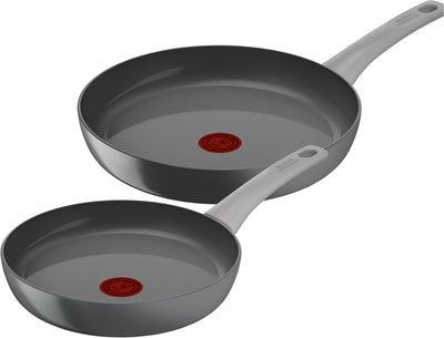 Tefal renew on - set di padelle - ø24 e ø28 cm - senza pfas - ceramica - adatto per induzione