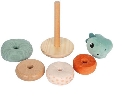 Pie pequeño - torre de apilamiento de madera dino