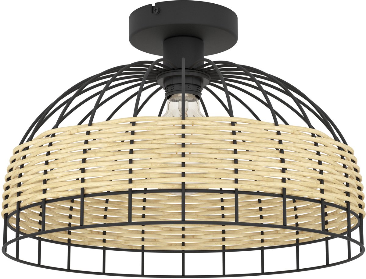 Eglo anwick plafondlamp - e27 - ø 38 cm - zwart rotan
