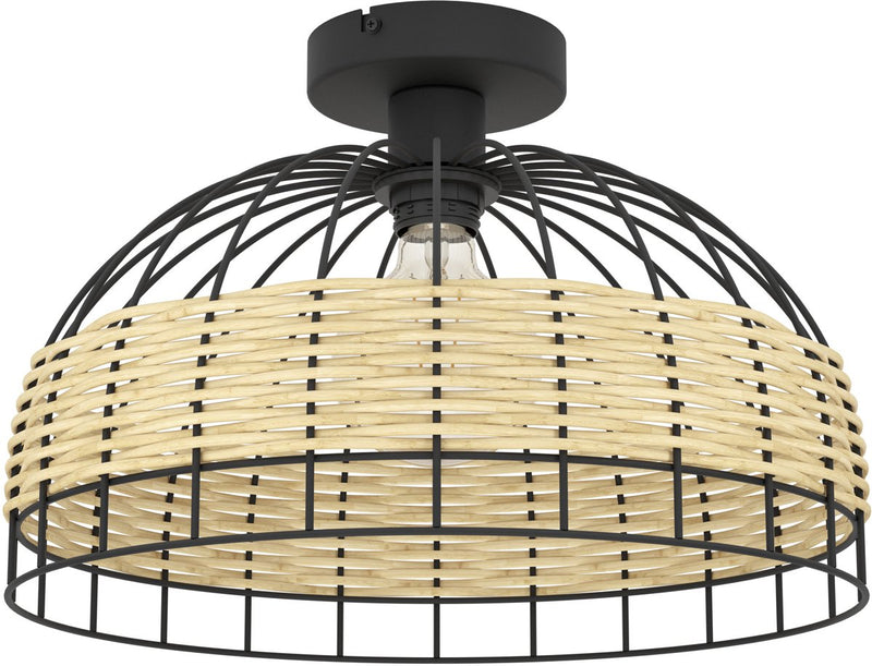 Eglo anwick plafondlamp - e27 - ø 38 cm - zwart rotan