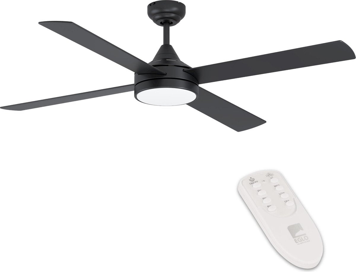 Eglo trinidad plafón con ventilador - 122cm - ac mayor duración - negro - regulable - luz blanca orientable