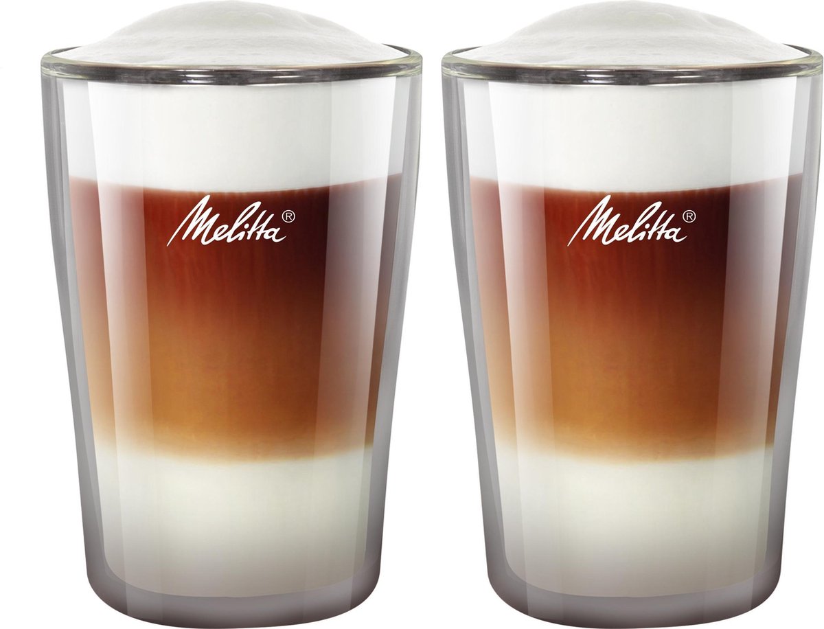 Melitta juego de 2 vasos de borosilicato para latte machiatto 300 ml transparente