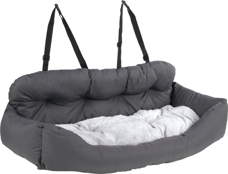 Silla de coche para perro Flamingo – Silla de coche orlando gris – 100x57x20cm – segura y cómoda – para asiento trasero