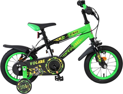 Bicicleta para niños Volare strike - niños - 12 pulgadas - negro verde - dos frenos de mano