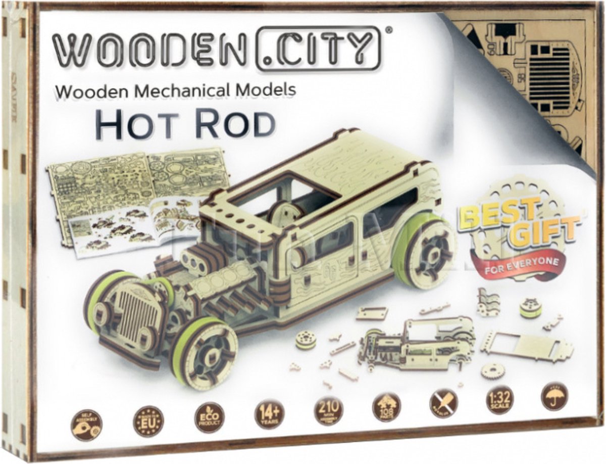 Hot rod de ciudad de madera
