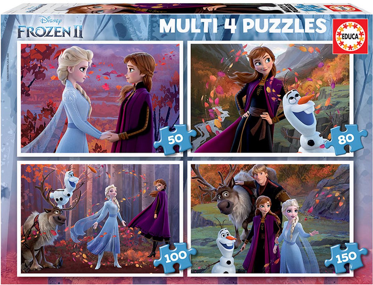 Educa - 4 puzzels - 50-80-100-150 stukjes - legpuzzel- disney frozen