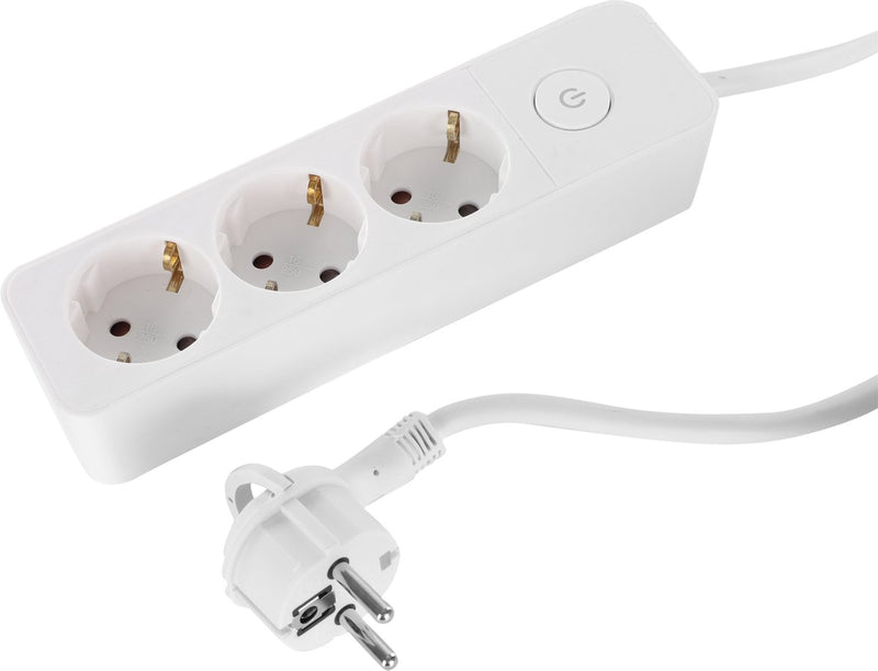 Toma Q-link - 3 vías - con interruptor - plana - 3 x 1,5 mm� - 1,5 m - PVC - blanco