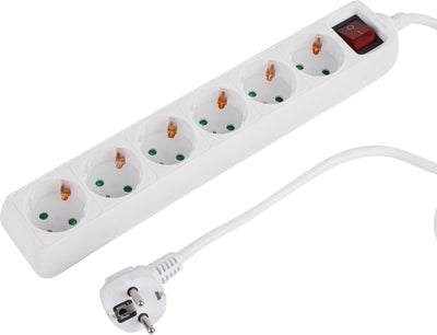 Presa Q-link - 6 vie - con terra - con interruttore - 3 x 1,5 mmâ² - 1,5 m - bianco