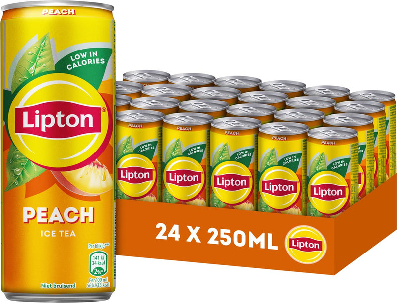 Lattina di tè freddo Lipton - pesca - a basso contenuto calorico - 6 x 4 x 250 ml - confezione risparmio