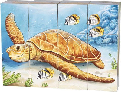 Puzzle de bloques Goki - animales australianos - 6 caras del rompecabezas - madera
