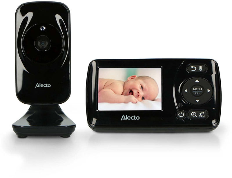 Alecto babyfoon met camera - dvm71black - nieuwe versie - nachtzicht - energiebesparend en uitbreidbaar - zwart