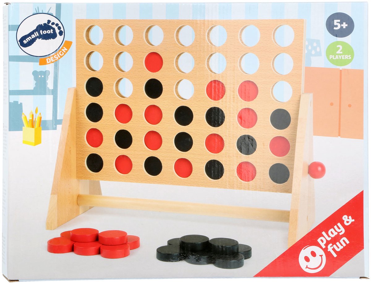 Pequeño juego de madera de pie 4 consecutivos