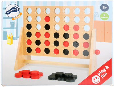Pequeño juego de madera de pie 4 consecutivos