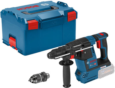 Bosch azul gbh 18v-26 f | taladro percutor inalámbrico 18v sds-plus en l-boxx con portabrocas y mango intercambiables | sin pilas ni cargador - 061191000j
