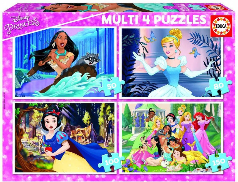 Educa - puzzle princesas Disney - 4 puzzles de 50 80 100 150 piezas