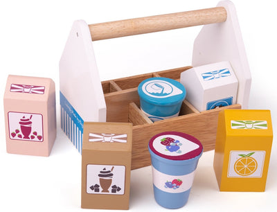 Bigjigs Box de madera con productos lácteos, 7dlg.