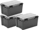 Contenitore da esterno Iris con coperchio in policarbonato - 45 l - la scelta migliore a tutto tondo - ermetico e impermeabile - plastica - grigio trasparente nero - set da 3
