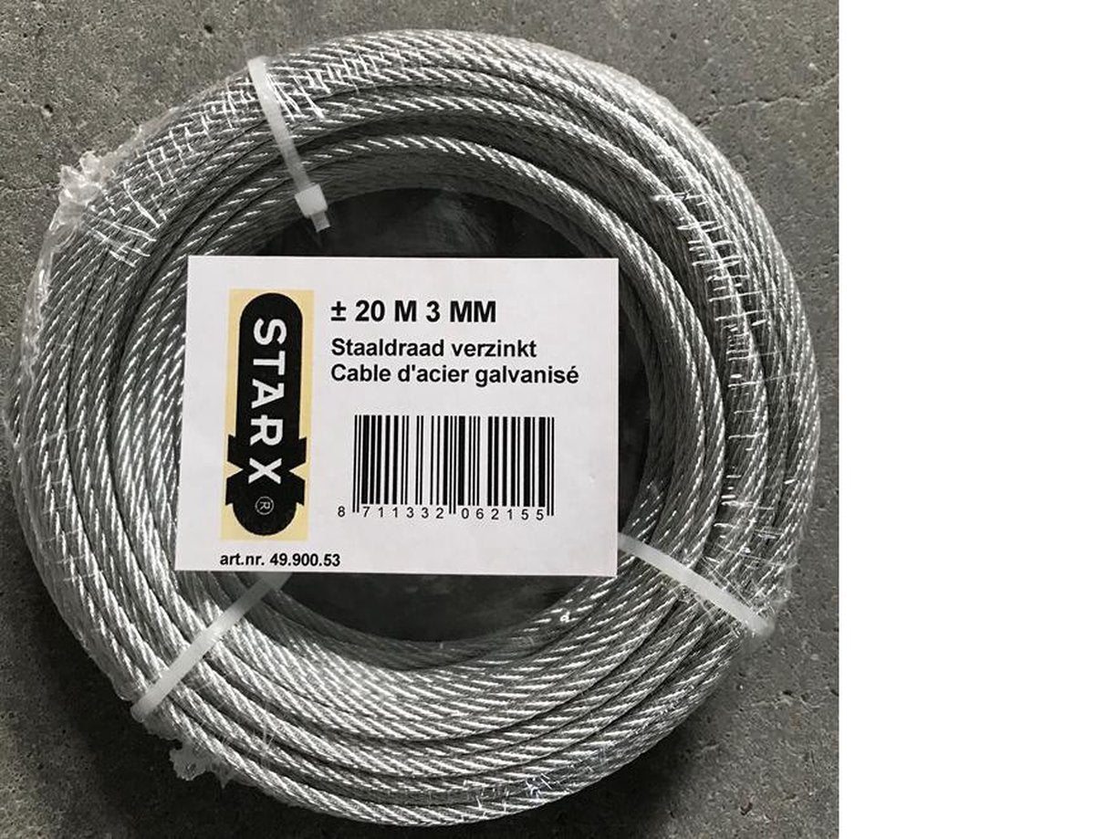 Starx - staaldraad verzinkt - 3mm dikte - rol 20 meter lengte