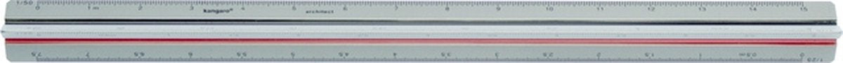 Kangaro schaalstok architect - 30 cm - aluminium - schaalverdeling 1:20 25 50 75 100 125