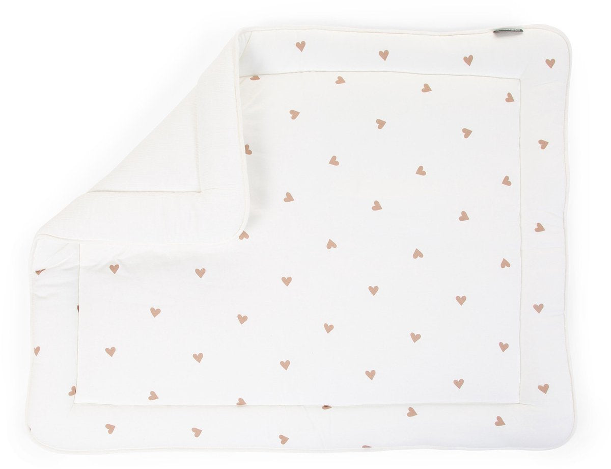 Childhome boxkleed 75x95 cm – tetra hartjes – lichtblauw – dubbelzijdig – oeko-tex – parklegger speelmat