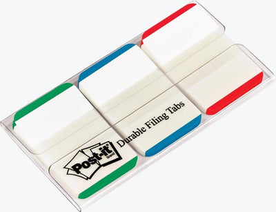 Post-it® Index Strong da 3 m, sfondo bianco, verde, blu, rosso, 25,4 x 38 mm, dispenser di colori da 22 compresse