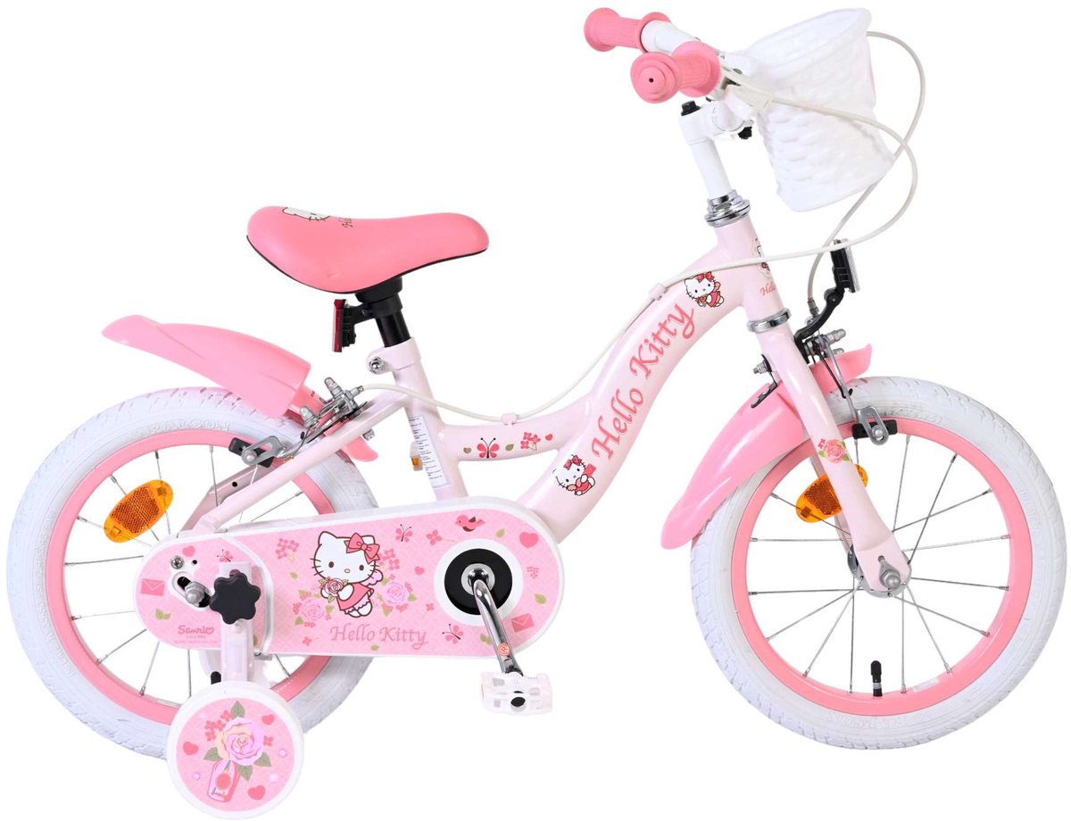 Bicicleta infantil hello kitty - niña - 14 pulgadas - rosa - dos frenos de mano