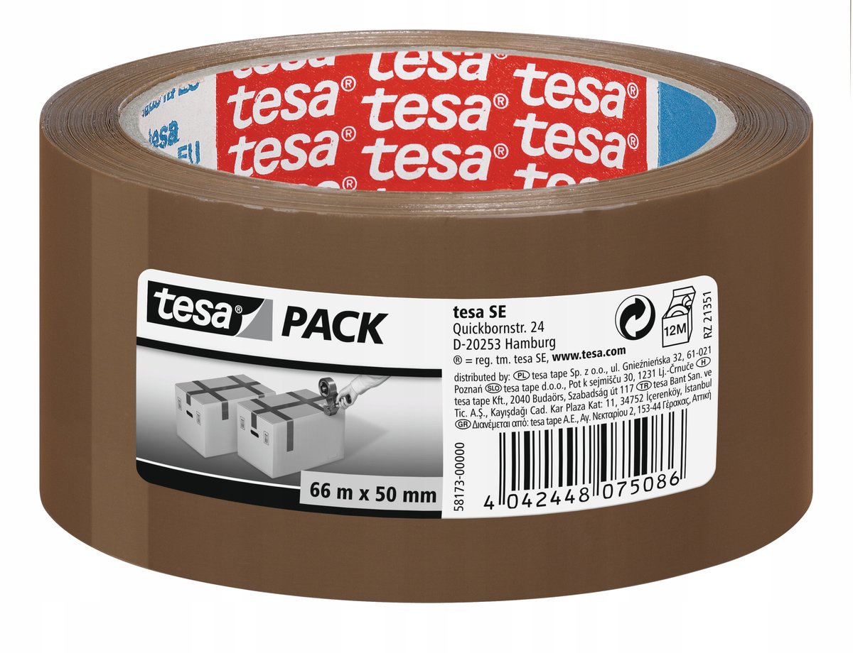 Cinta de junta estándar Tesa 66m x 50mm marrón - sin disolventes
