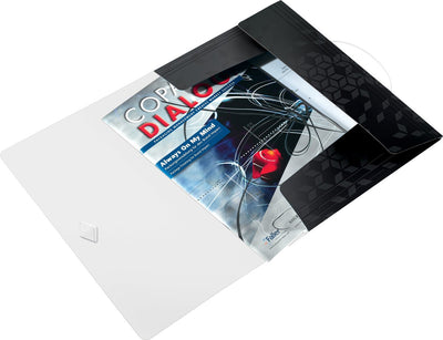 Cartella Leitz wow in plastica elasto per documenti A4 - cartella a 3 lembi per 150 fogli - nera