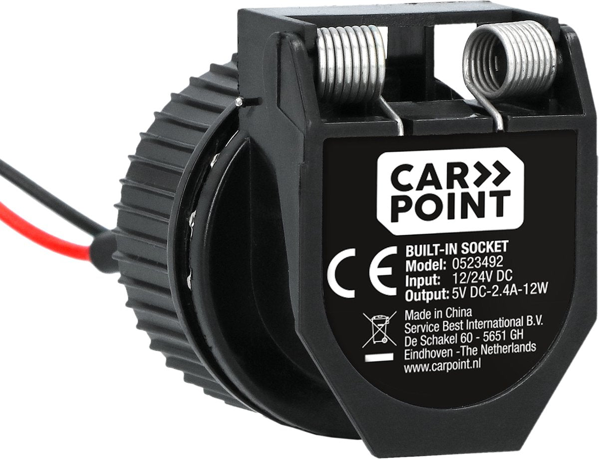 Toma empotrable Carpoint USB-A + USB-C - 12 24v - 5 voltios 2,4 amperios - carga hasta dos dispositivos - cubierta antipolvo para proteger los puertos USB