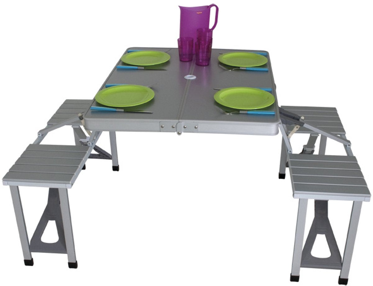 Tavolo da campeggio limoux 86 x 68 cm in alluminio grigio