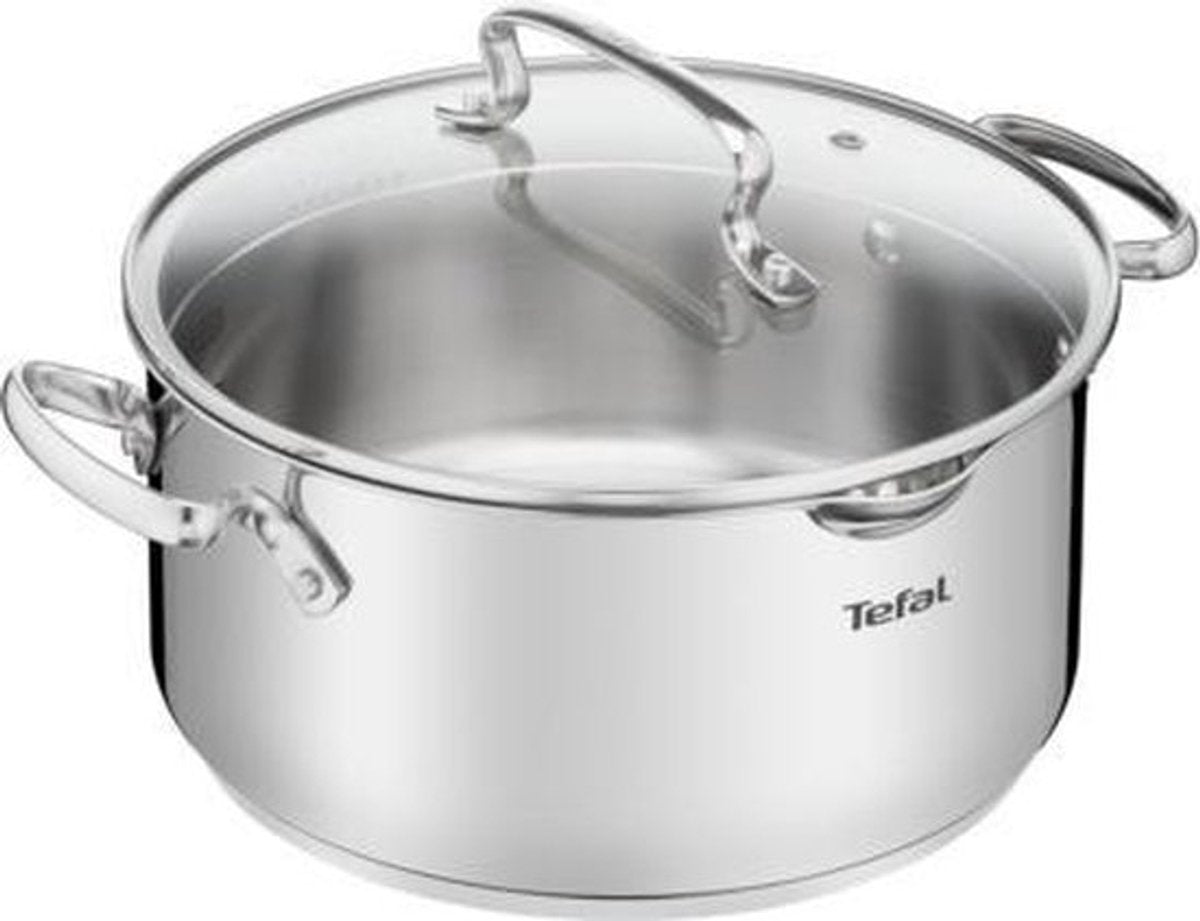 Tefal duetto+ kookpan - rond - 18 cm- roestvrijstaal - met deksel