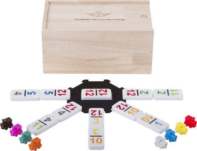 Engelhart Dominospel Mexican Train Wood Naturel White 101 pezzi