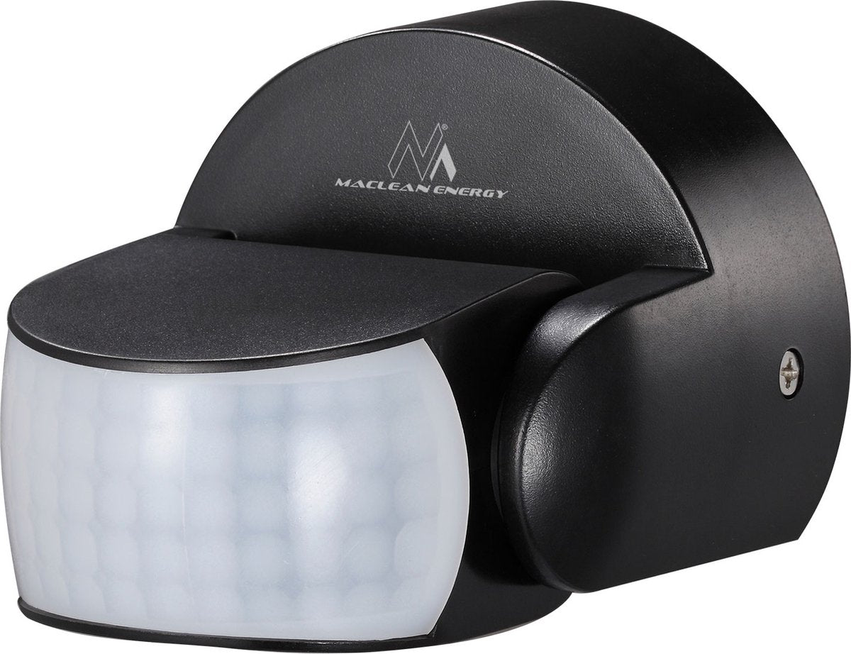 Maclean - pir bewegingsmelder infrarood - ip65 - zwart - reikwijdte 12m - 600 1200w - mce468 b
