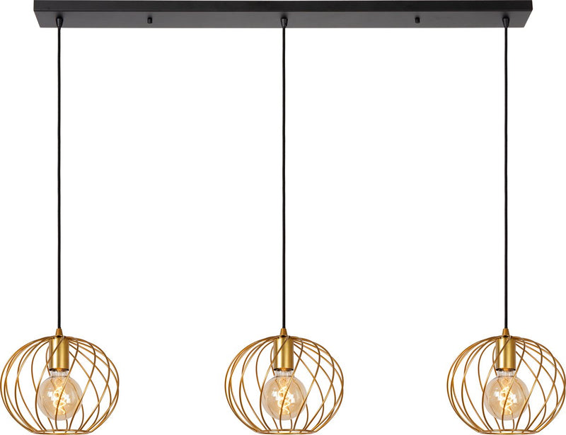 Lucide danza - lampada a sospensione - 3xe27 - ottone oro opaco