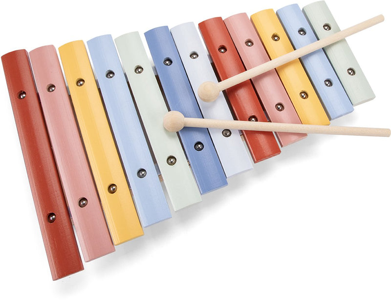 Xilófono de juguete de madera Woet ® - instrumento de juguete colorido con folleto de partituras y 2 baquetas - estimula el desarrollo musical - a partir de 2 años