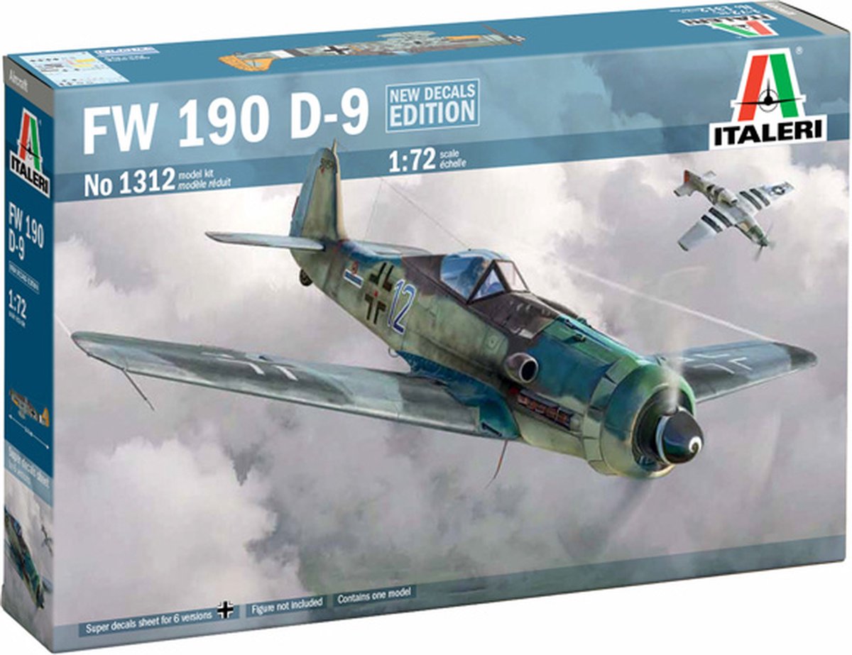 Italeri model kit aereo - 1312 focke-wulf fw 190d-9 - plastica aereo - 1:72 - modellismo