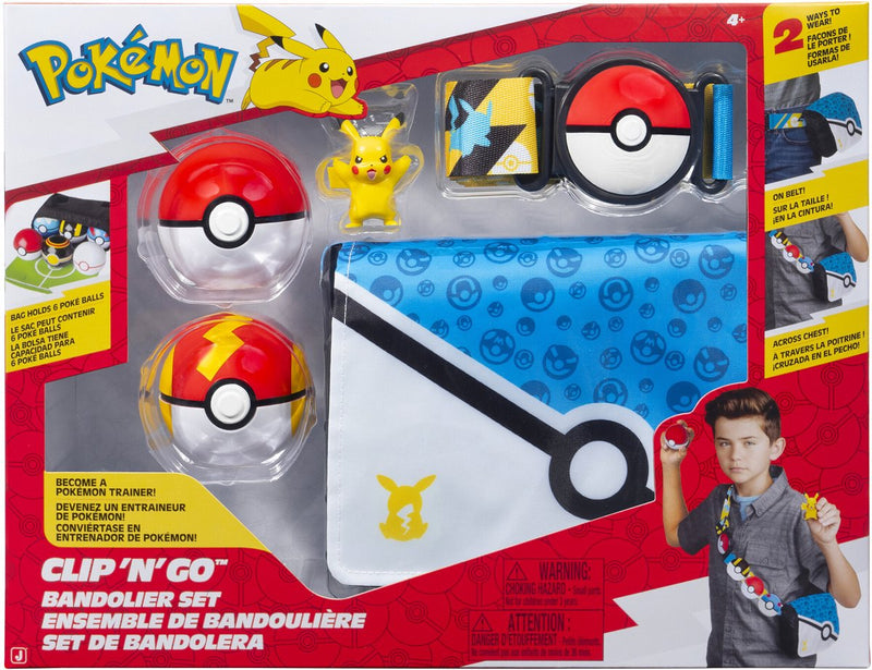 Jazwares pokémon - juego de bandolera - pikachu con poké ball, bandolera con cinturón temático de pikachu de bola rápida